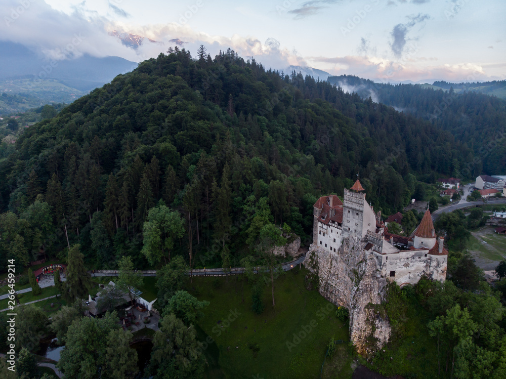 Bran castle aerial view, Romania, Europe	