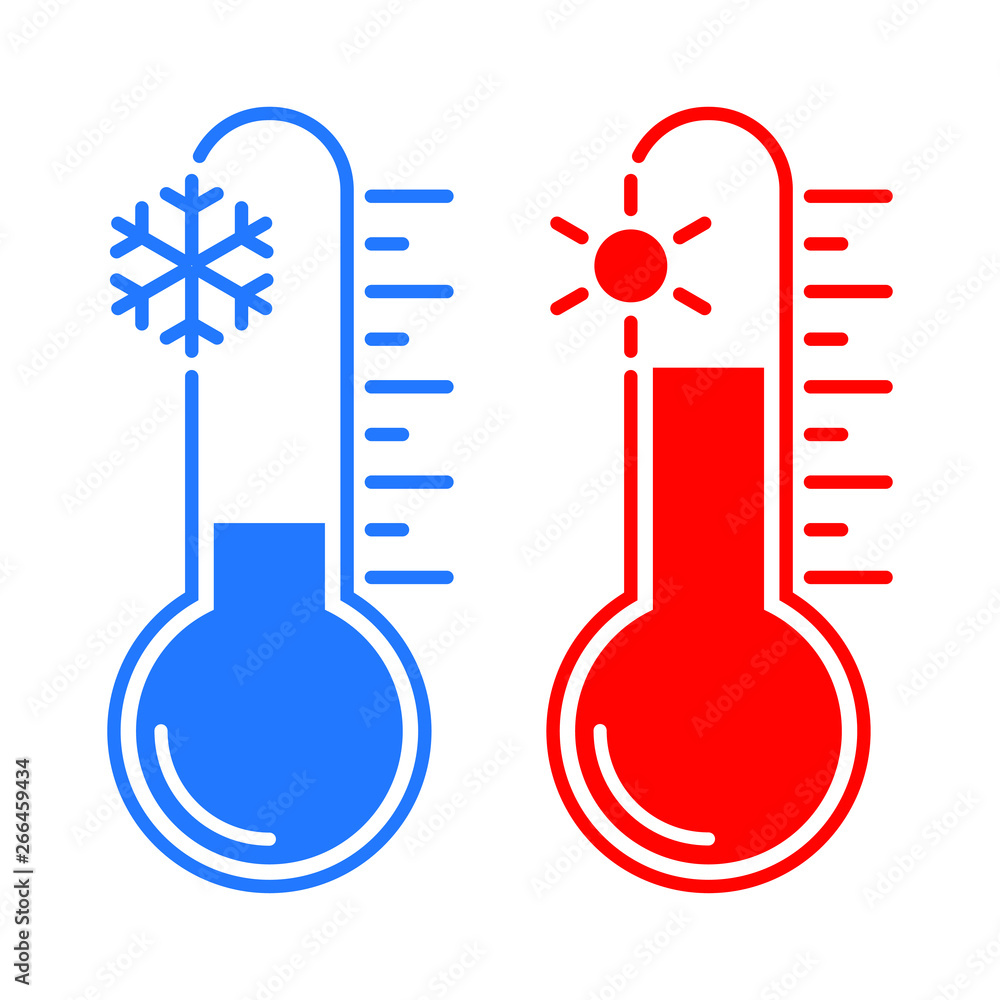 Thermometer with high and low temperature cartoon Vector Image