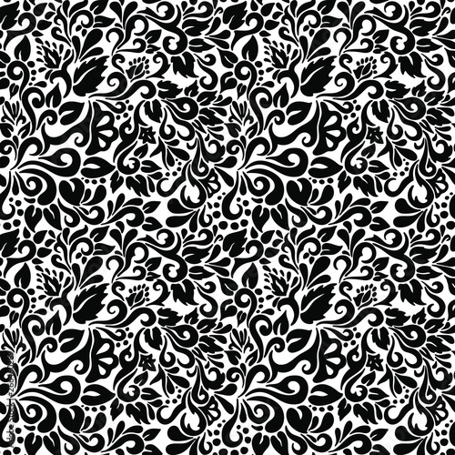 Hand drawn black tribal tattoo elements seamless pattern on white background. Endless backdrop vector illustration for fabric, textile, wallpaper, backsplash, print and wrapping paper
