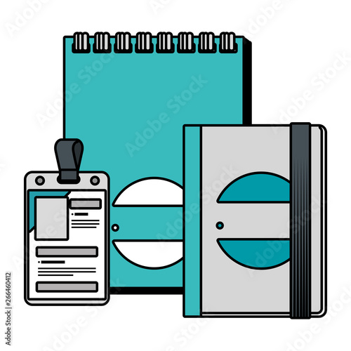 identification badge and notepad with company emblem