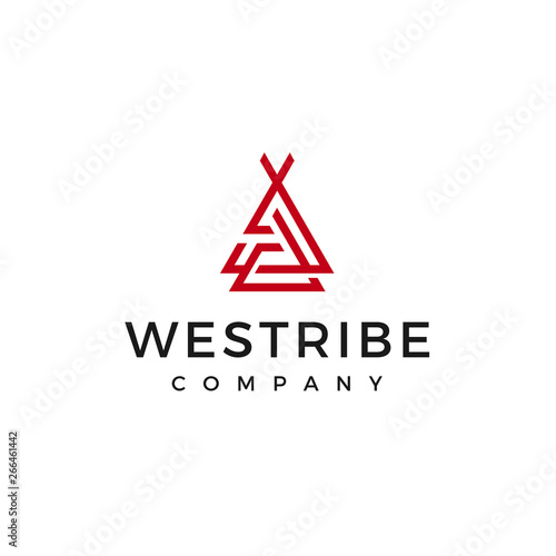 initial letter A red tribe tent logo design