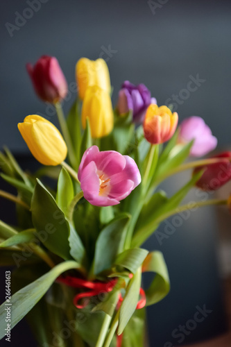 bouquet of colourful tulips