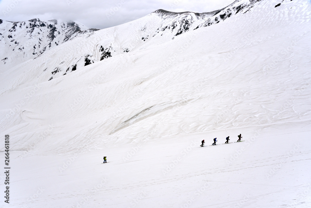 Backcountry skiing: A tour of a hike up to the summit of Tateyama, Japan Alps Backcountry skiing: A tour of a hike up to the summit of Tateyama, Japan Alps