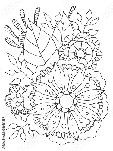 Wallpaper Mural Card with a floral pattern. Coloring Book Page. Torontodigital.ca