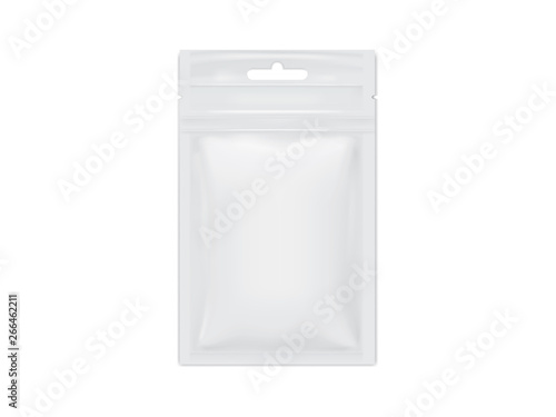 white packaging sachet on white background