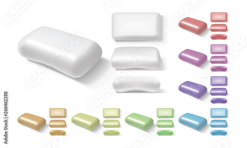 colorful soap from different sides on a white background