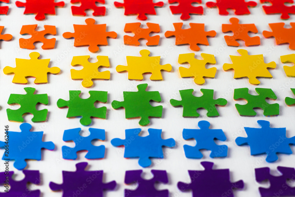 equality propaganda: set of puzzle colors of the LGBT flag on a white background equality propaganda: set of puzzle colors of the LGBT flag on a white background