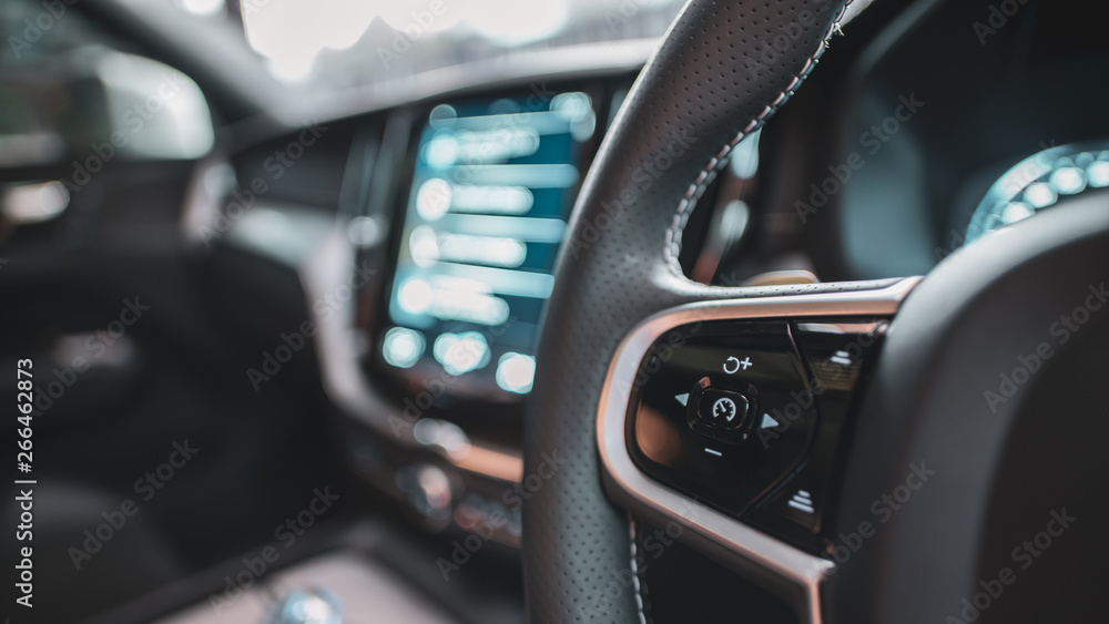 Car Steering Wheel Blurred Background