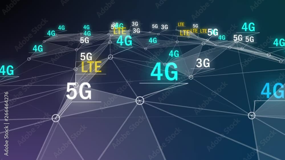 4k 3G,4G,5G symbol with rotateing earth,web tech blue background.