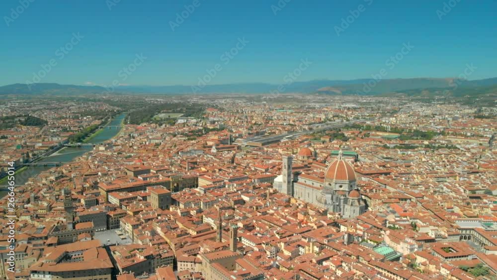 Aerial of Florence and its Cathedral - Santa Maria Del Fiori, in Italy. Aerial of Florence and its Cathedral - Santa Maria Del Fiori, in Italy.