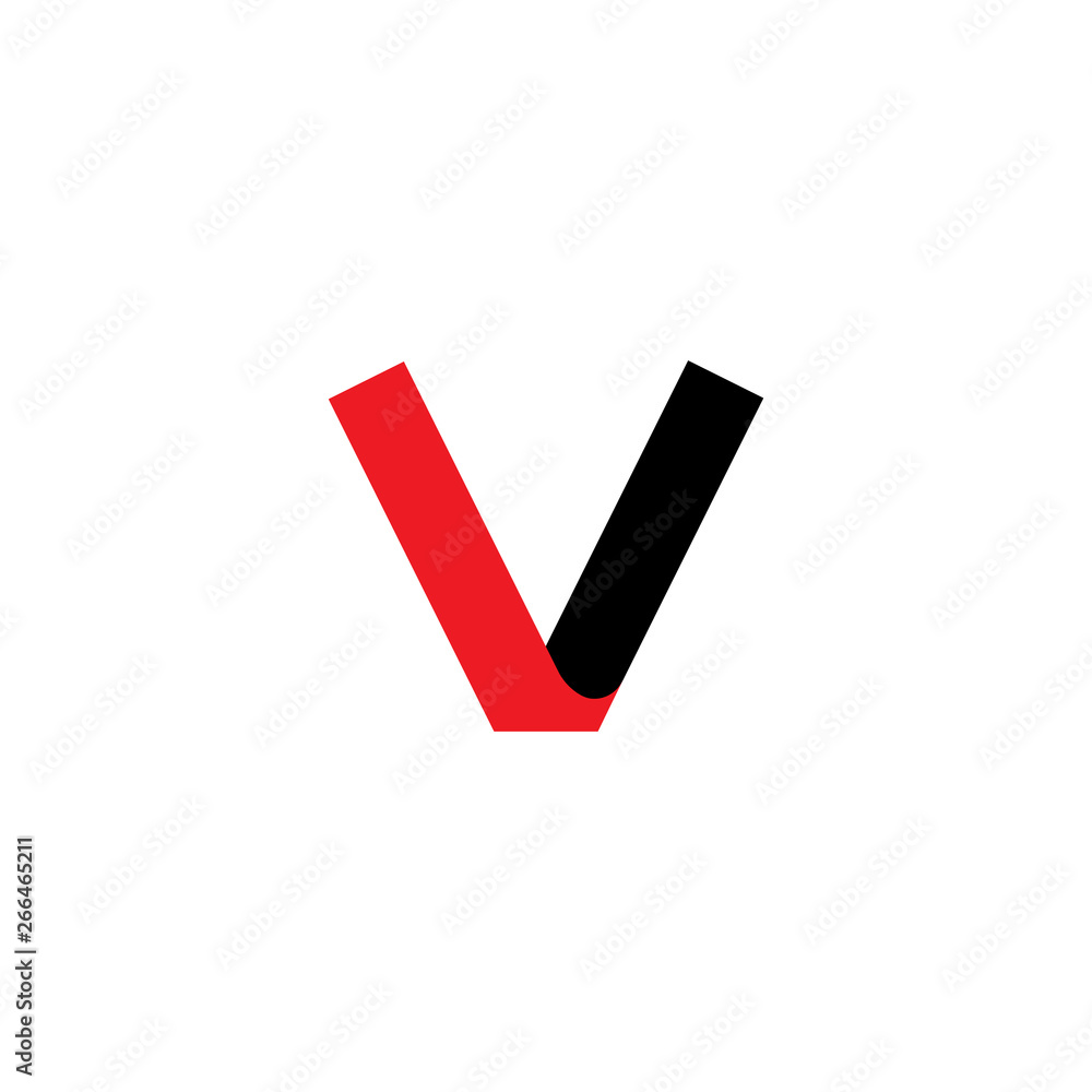 letter v simple loop 3d flat logo vector