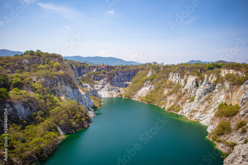 Rock mountain at sky view background.Beautiful nature scenic landscape of lake and mountain © Terdsak