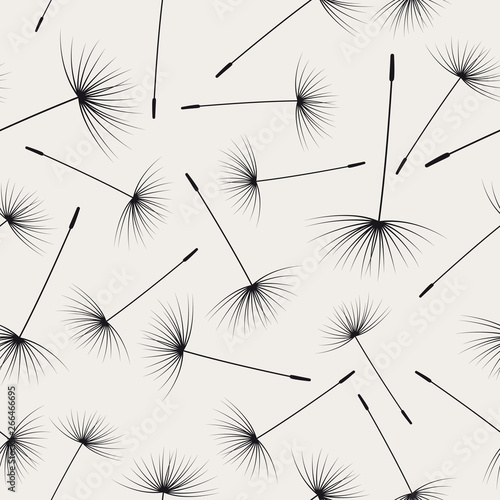Vector isolated seamless texture flaying dandelion seeds