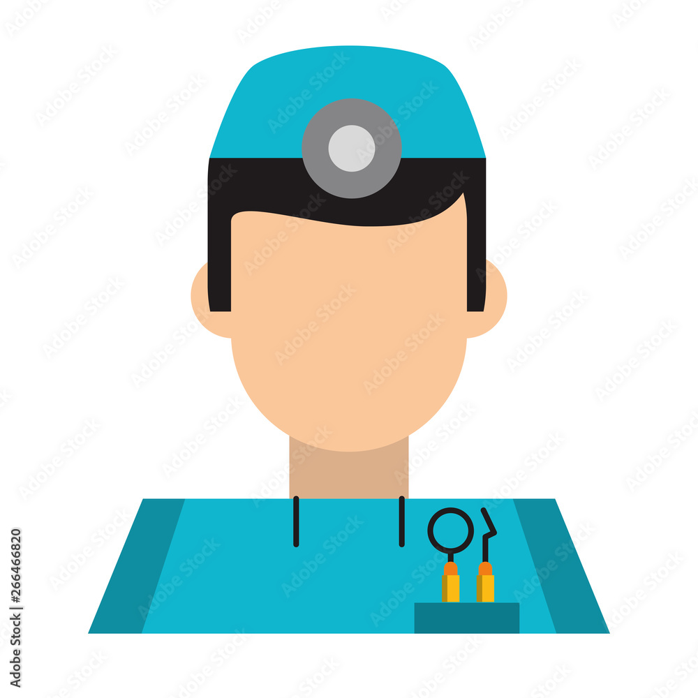 Dentist with tools avatar profile isolated Dentist with tools avatar profile isolated