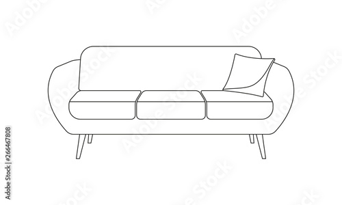 Sofa icon. Couch with pillow line symbol. Vector illustration.