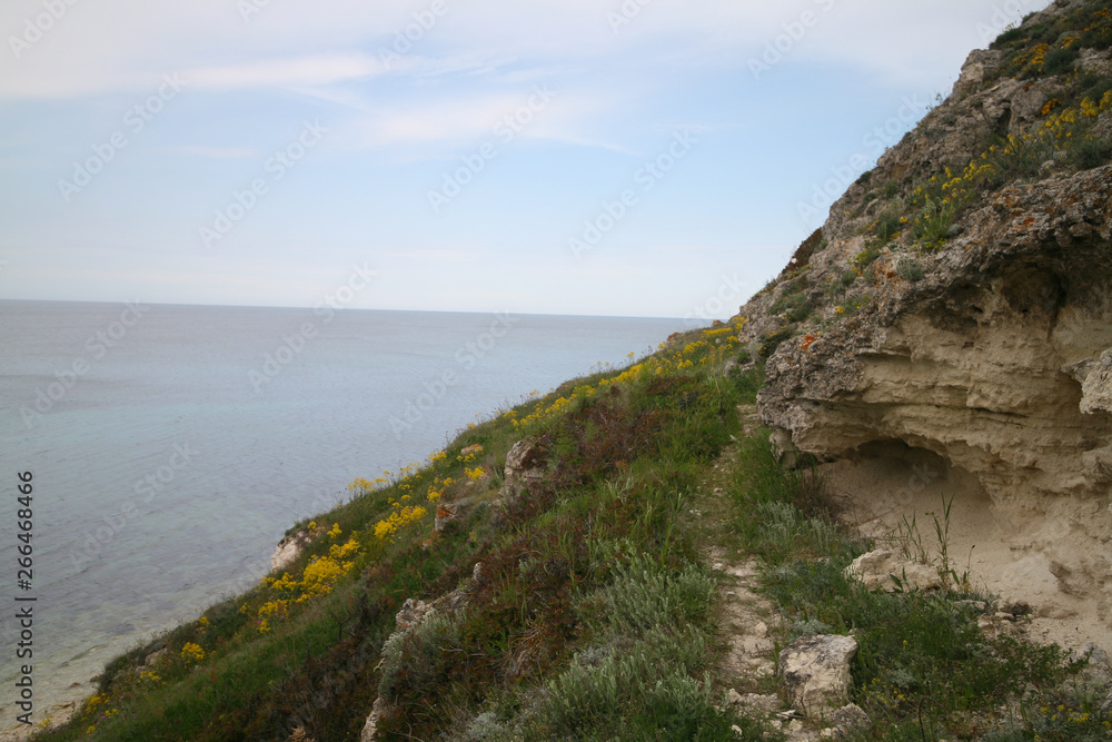 Rocky shores of the Dzhangul, Crimea, Russia. Rocky shores of the Dzhangul, Crimea, Russia.