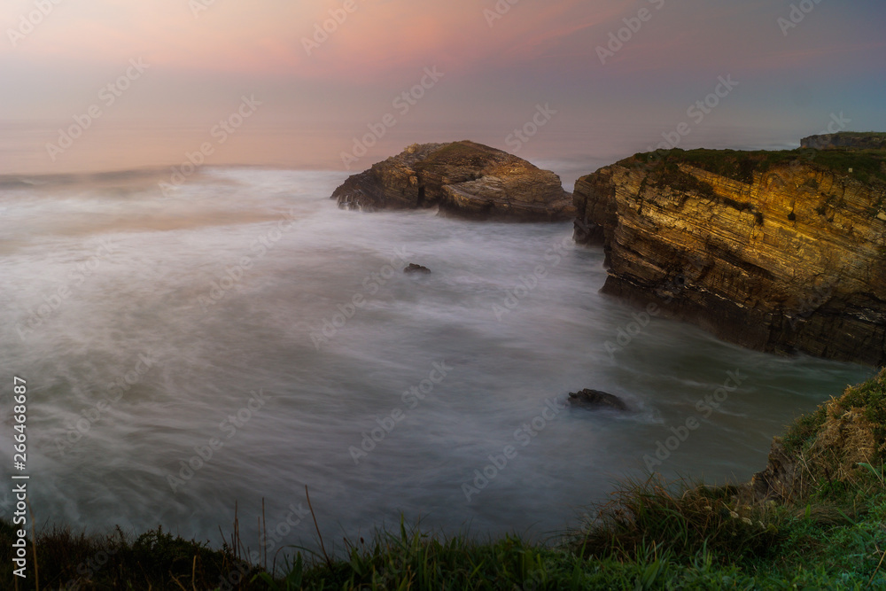 rock in the sea, paya de las catedrais, spain