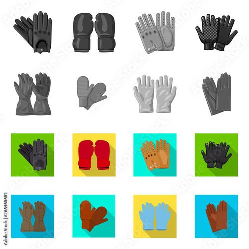Isolated object of glove and winter sign. Set of glove and equipment stock symbol for web.