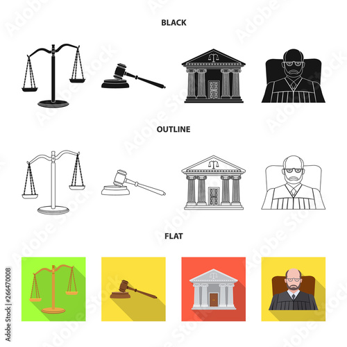 Vector design of law and lawyer logo. Collection of law and justice vector icon for stock.