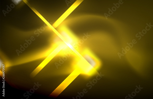 Wallpaper Mural Neon shiny light lines on black, techno modern template Torontodigital.ca