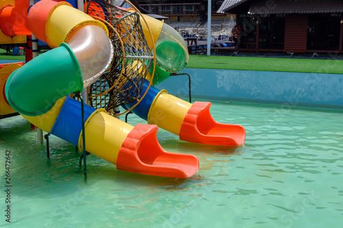 Colorful slider childhood of amusement waterpark