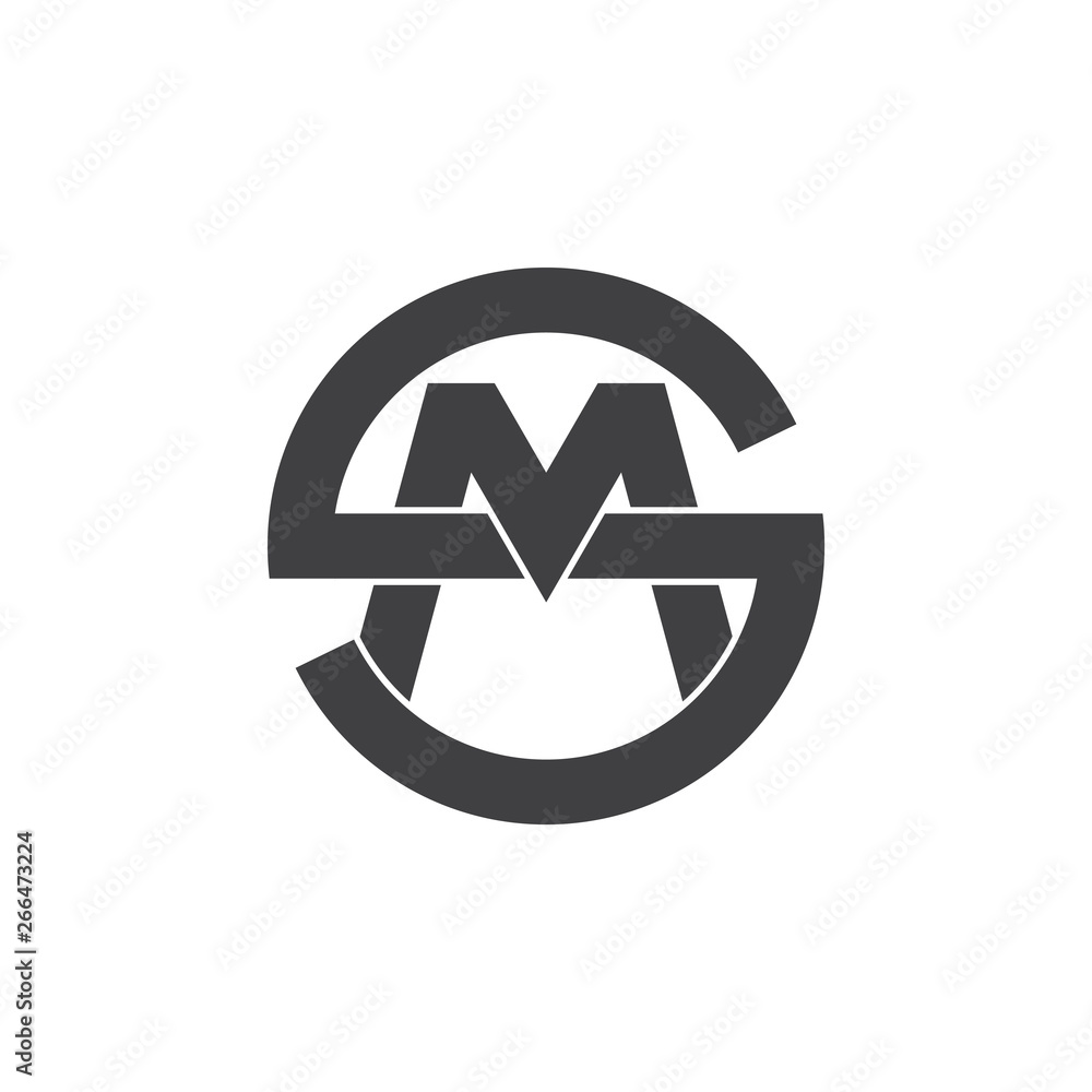 letter sm linked geometric line logo vector letter sm linked geometric line logo vector