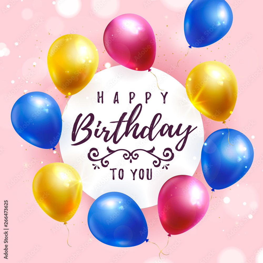 Happy Birthday greeting card with balloons. Vector. Happy Birthday greeting card with balloons. Vector.
