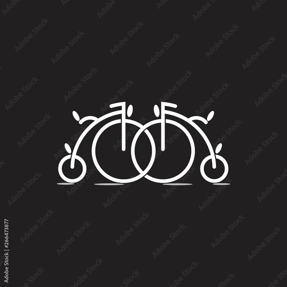 linked old bike symbol decoration vector linked old bike symbol decoration vector