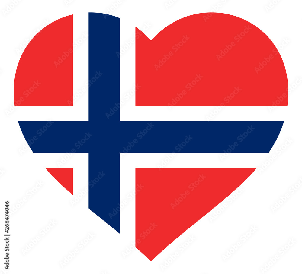 Obraz premium flag in heart vector illustration sign. Flag in the shape of Heart with contrasting contour, symbol of love for his country or valentine day, patriotism.