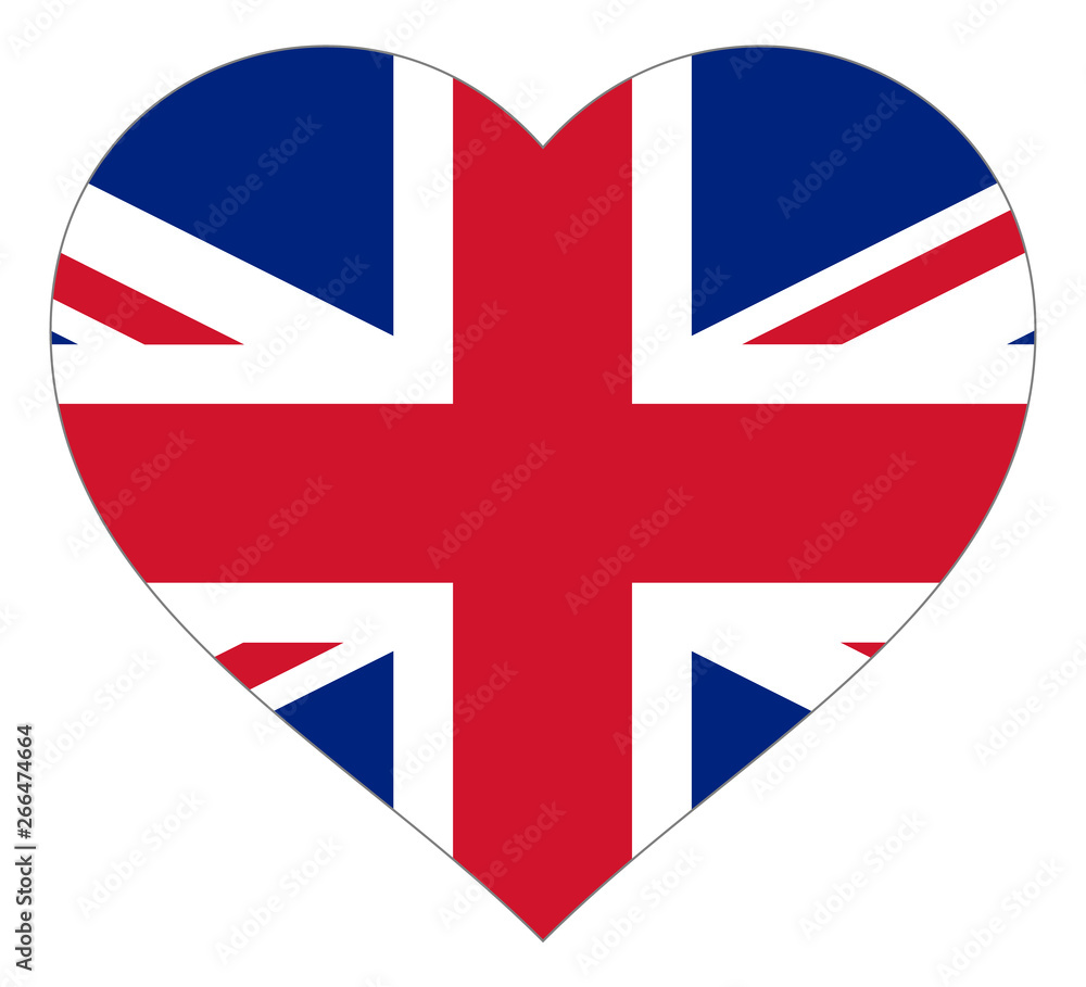 Obraz premium flag in heart vector illustration sign. Flag in the shape of Heart with contrasting contour, symbol of love for his country or valentine day, patriotism.