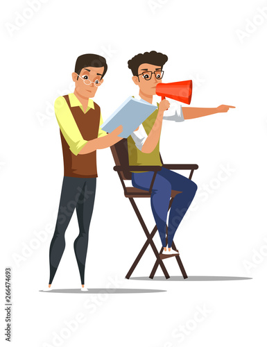 Screenwriter and director in chair characters