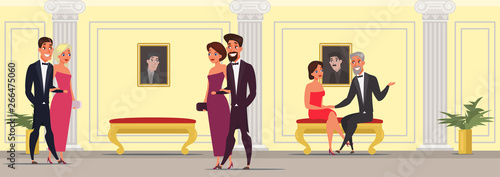 Men and women at theater vector illustration