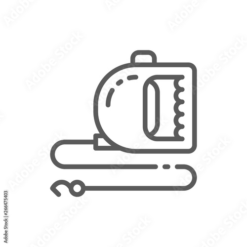 Roulette leash for pet line icon.