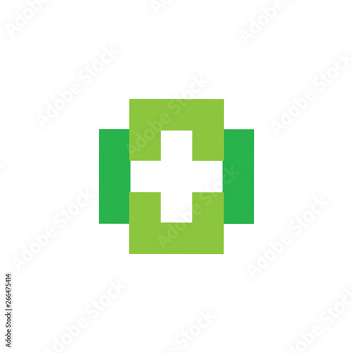 linked simple square geometric plus medical logo vector