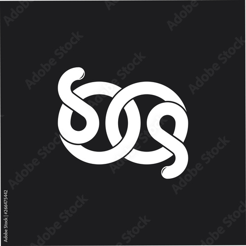 abstract letter sp simple loop curves line logo vector