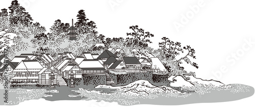 富嶽三十六景　相州江嶌　白黒