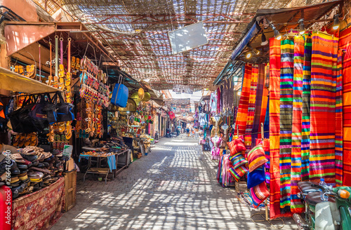 Souvenirs on the Jamaa el Fna market in old Medina, Marrakesh, Morocco photo