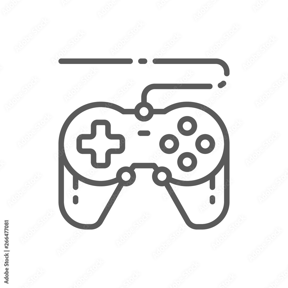 Joystick, gamepad, gaming device line icon. Joystick, gamepad, gaming device line icon.