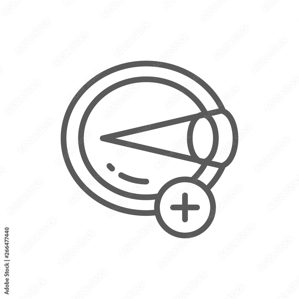 Hyperopia, eye disease, astigmatism line icon. Hyperopia, eye disease, astigmatism line icon.