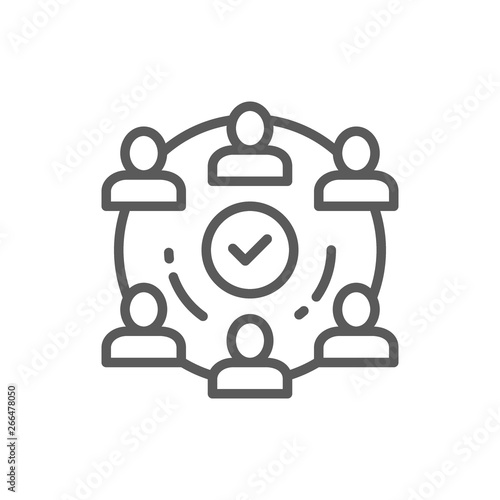 People team in project line icon.