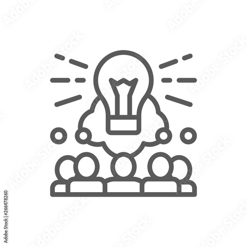 Brainstorm, teamleader, idea line icon.