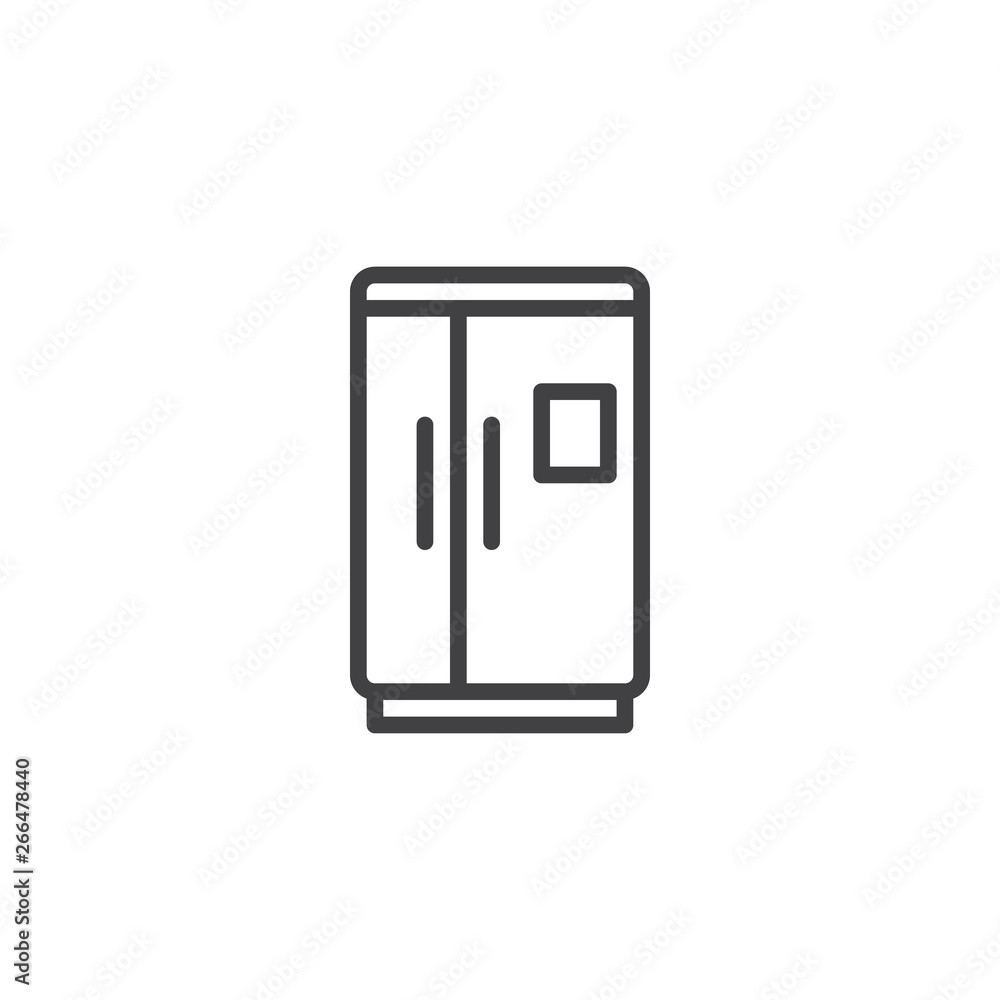 Fridge, freezer line icon. linear style sign for mobile concept and web design. Two door