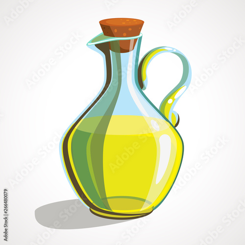 Cartoon icon bottle of oil. Vector illustration