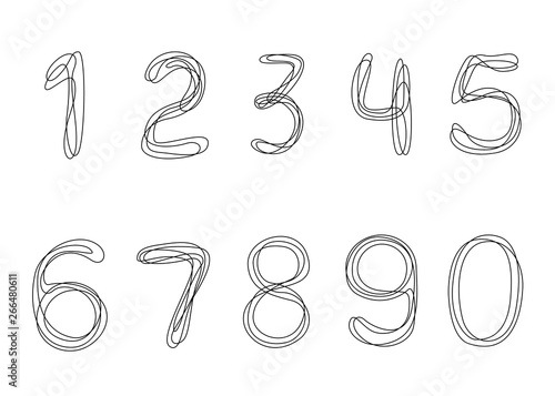 Obraz na płótnie Continuous line drawing Numbers from 0 to 9 w salonie