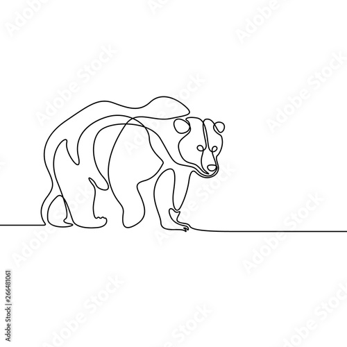 Obraz na płótnie Continuous one line going bear. Vector illustration. w salonie
