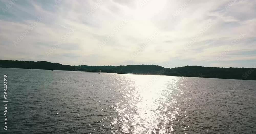 This is a low flying drone shot over the Hudson river with a strong sun glare, a perfect addition to any advertisement. This is a low flying drone shot over the Hudson river with a strong sun glare, a perfect addition to any advertisement.