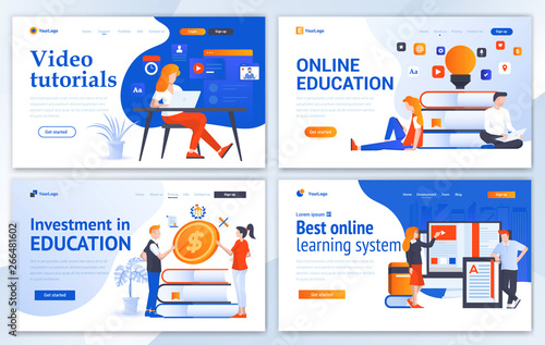 Flat Modern design of website template - Education