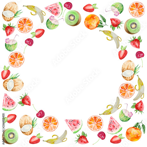watercolor round fruit frame