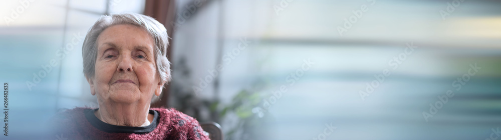 Senior woman portrait. panoramic banner Senior woman portrait. panoramic banner