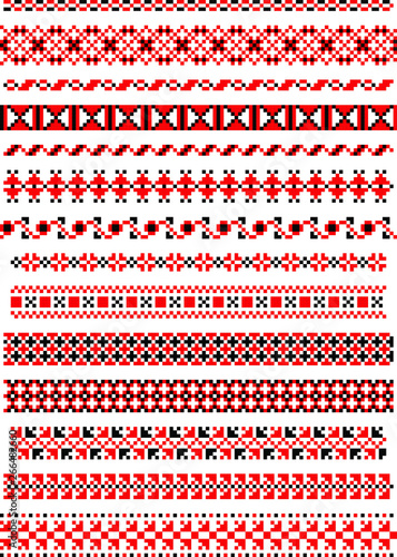 set of seamless lines in cross-stitch style
